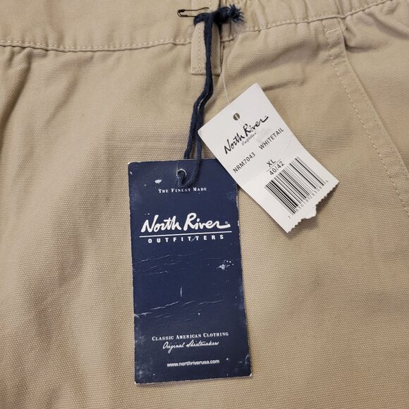North River Outfitters Men's Khaki Cargo Shorts XL 100% Cotton New with Tags - Picture 2 of 7